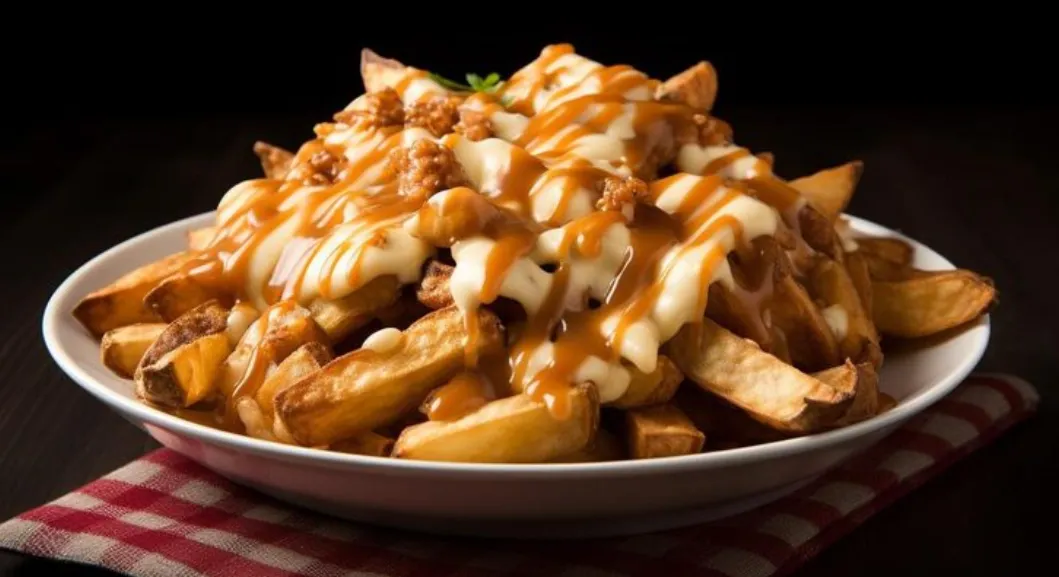 Loaded poutine with crispy fries and cheese curds at Edwing in London, Ontario