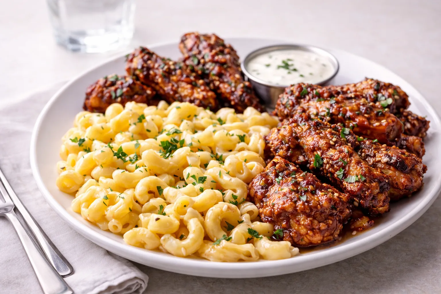 Mac and cheese with wings combo at Edwing in London, Ontario